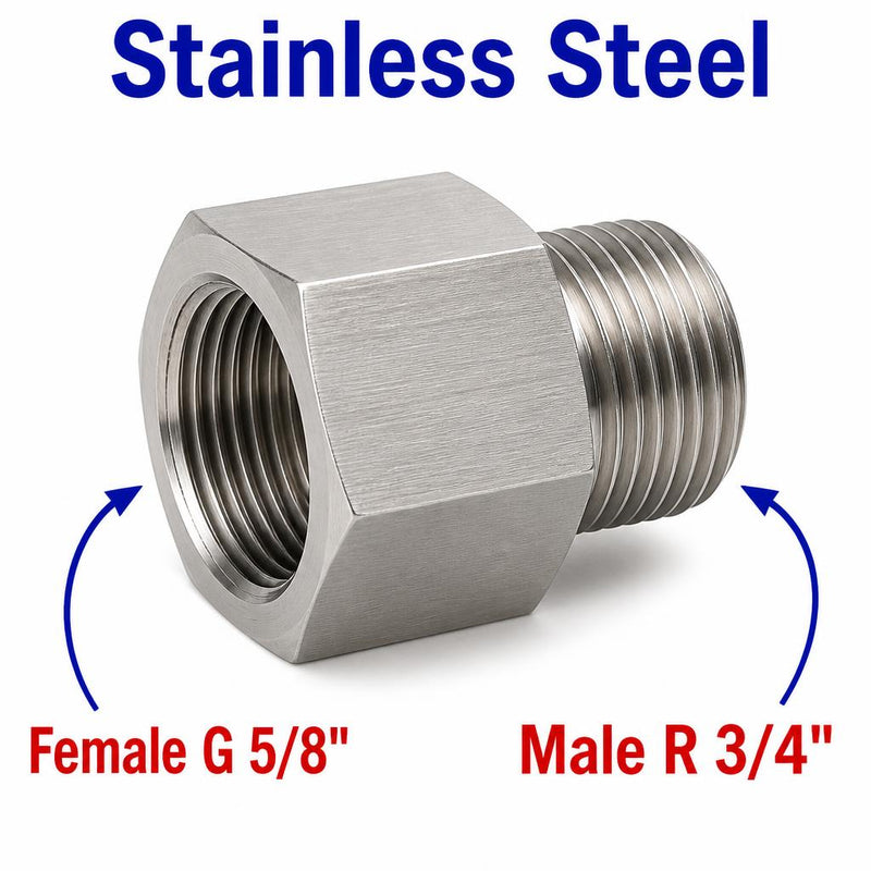 BSP G 5/8 inch Female to BSPT Tapered R 3/4 inch Male Stainless Steel 304 Sensor Adaptor Fittings Conversion