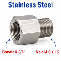 BSPT Tapered R 3/8 inch Female to M16x1.5 Male Stainless Steel 304 Sensor Adaptor Fittings Conversion
