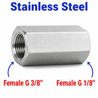 BSP G 3/8 inch Female to BSP G 1/8 inch Female Stainless Steel 304 Sensor Adaptor Fittings Conversion