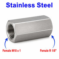 M10x1 Female to BSPT Tapered R 1/8 inch Female Stainless Steel 304 Sensor Adaptor Fittings Conversion