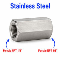 1/8 inch NPT Female to 1/8 inch NPT Female Stainless Steel 304 Sensor Adaptor Fittings Conversion