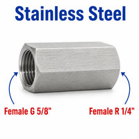 BSP G 5/8 inch Female to BSPT Tapered R 1/4 inch Female Stainless Steel 304 Sensor Adaptor Fittings Conversion