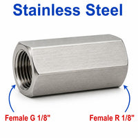 BSP G 1/8 inch Female to BSPT Tapered R 1/8 inch Female Stainless Steel 304 Sensor Adaptor Fittings Conversion