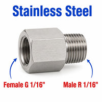 Stainless steel BSP G 1/16 inch female to BSPT R 1/16 inch male sensor adaptor fitting for conversion by MC Motoparts