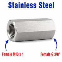 M10x1 Female to BSP G 3/8 inch Female Stainless Steel 304 Sensor Adaptor Fittings Conversion