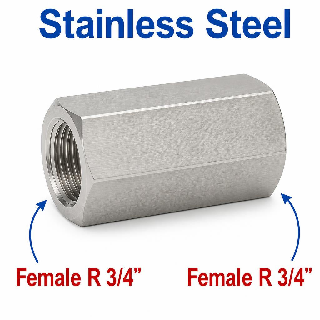 Stainless steel BSPT tapered R 3/4 inch female sensor adapter fitting for conversion, designed for MC Motoparts APS adaptor fittings.