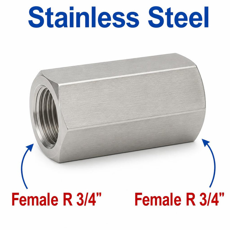 BSPT Tapered R 3/4 inch Female to BSPT Tapered R 3/4 inch Female Stainless Steel 304 Sensor Adaptor Fittings Conversion