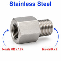 M12x1.75 Female to M14x2 Male Stainless Steel 304 Sensor Adaptor Fittings Conversion