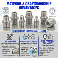 1/8 inch NPT Female to 1/8 inch NPT Female Stainless Steel 304 Sensor Adaptor Fittings Conversion