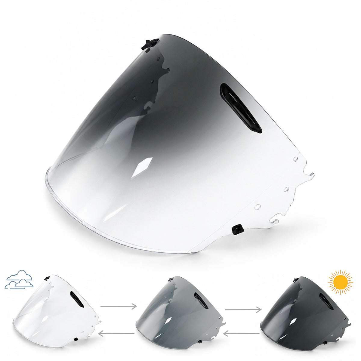 For Arai VAS-Z Photochromic Replacement Visor - VZ-RAM / SZ-R VAS / SZ-R EVO - Self-Tinting, Clear to Dark