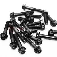 Black CNC race spec crankcase cover bolts for Triumph Daytona 660 2024-2025, M6 size, by MC Motoparts.