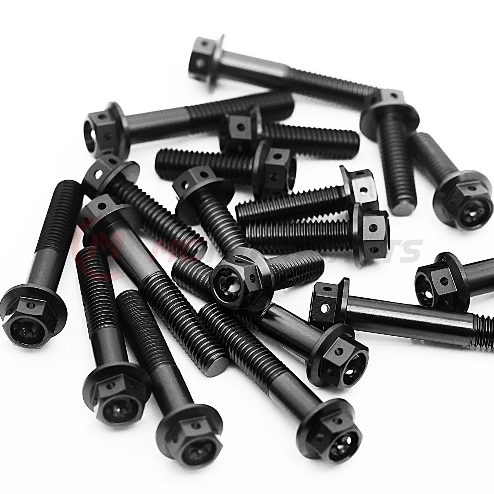 Black CNC race spec crankcase cover bolts for Triumph Daytona 660 2024-2025, M6 size, by MC Motoparts.