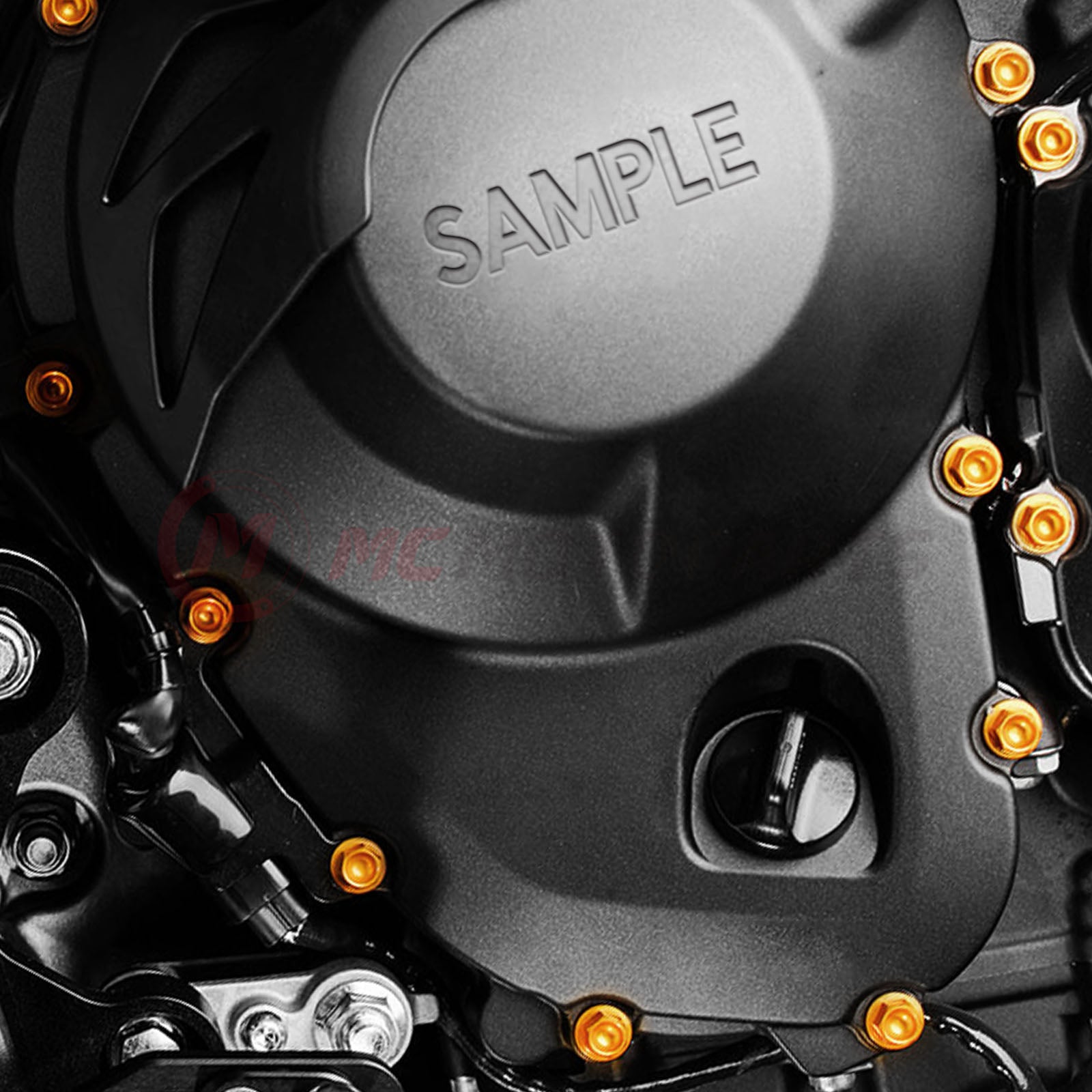 CNC race spec M6 bolts for Triumph Daytona 660 crankcase cover, black finish, installation on motorcycle engine.