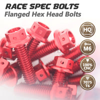 Race spec CNC crankcase cover bolts in red for Triumph Daytona 660 2024-2025, M6 size, from MC Motoparts.