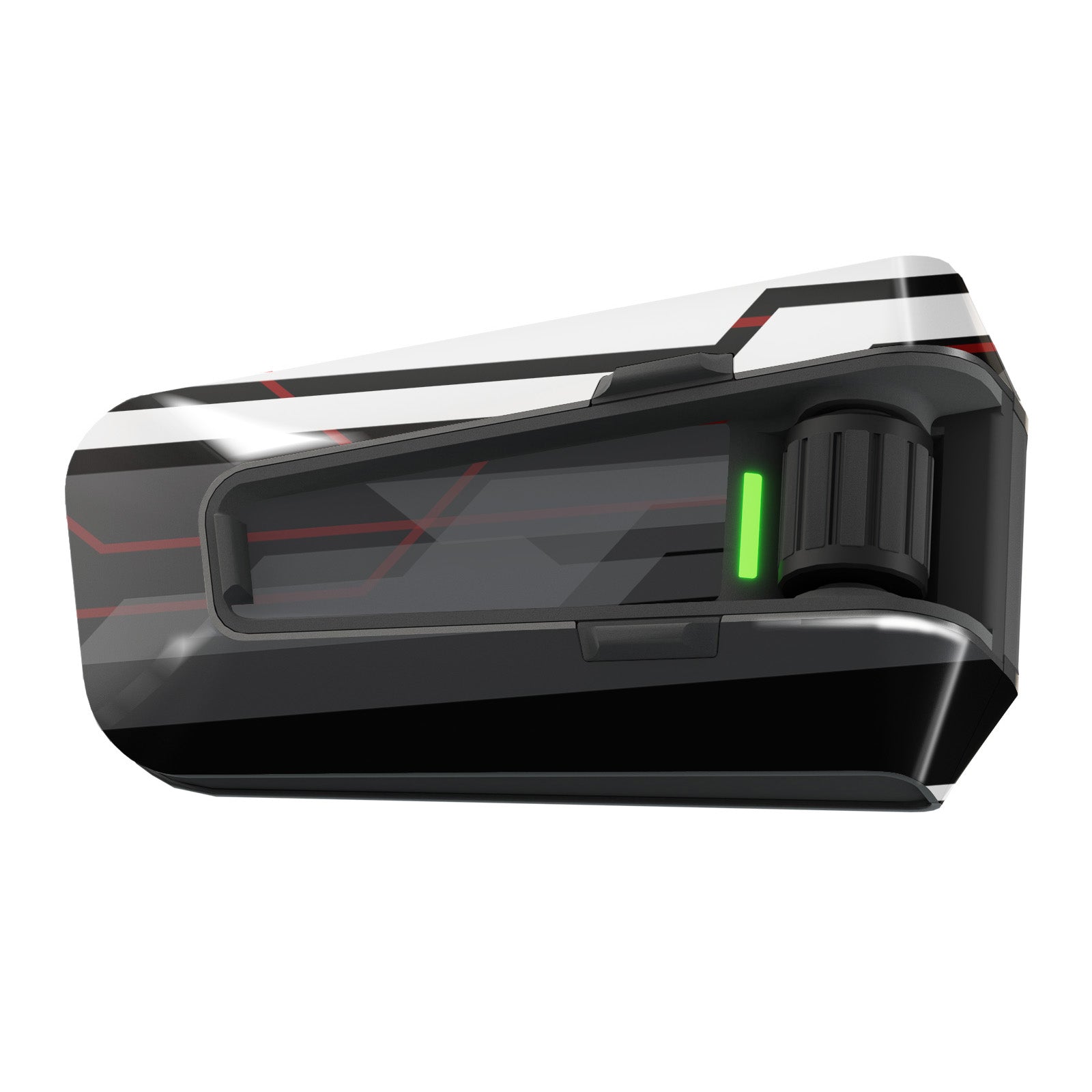Grey Velocity Racing vinyl decal wrap for Cardo Packtalk Edge by MC Motoparts, glossy or matte finish, single sticker peel-and-apply.