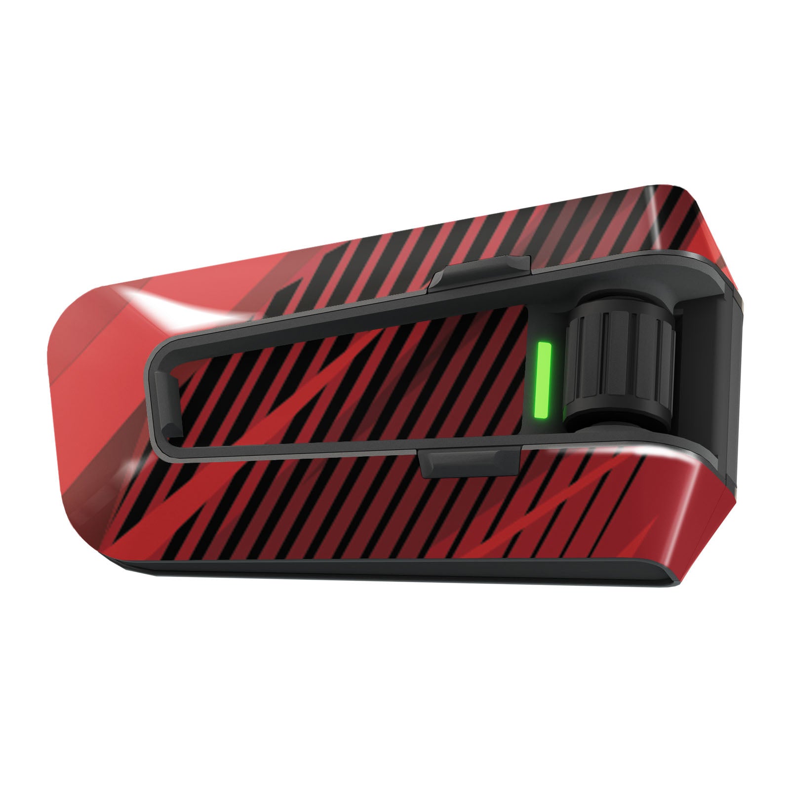 Red tech lines vinyl decal wrap for Cardo Packtalk Edge from MC Motoparts Velocity Racing Series, glossy finish, single piece.