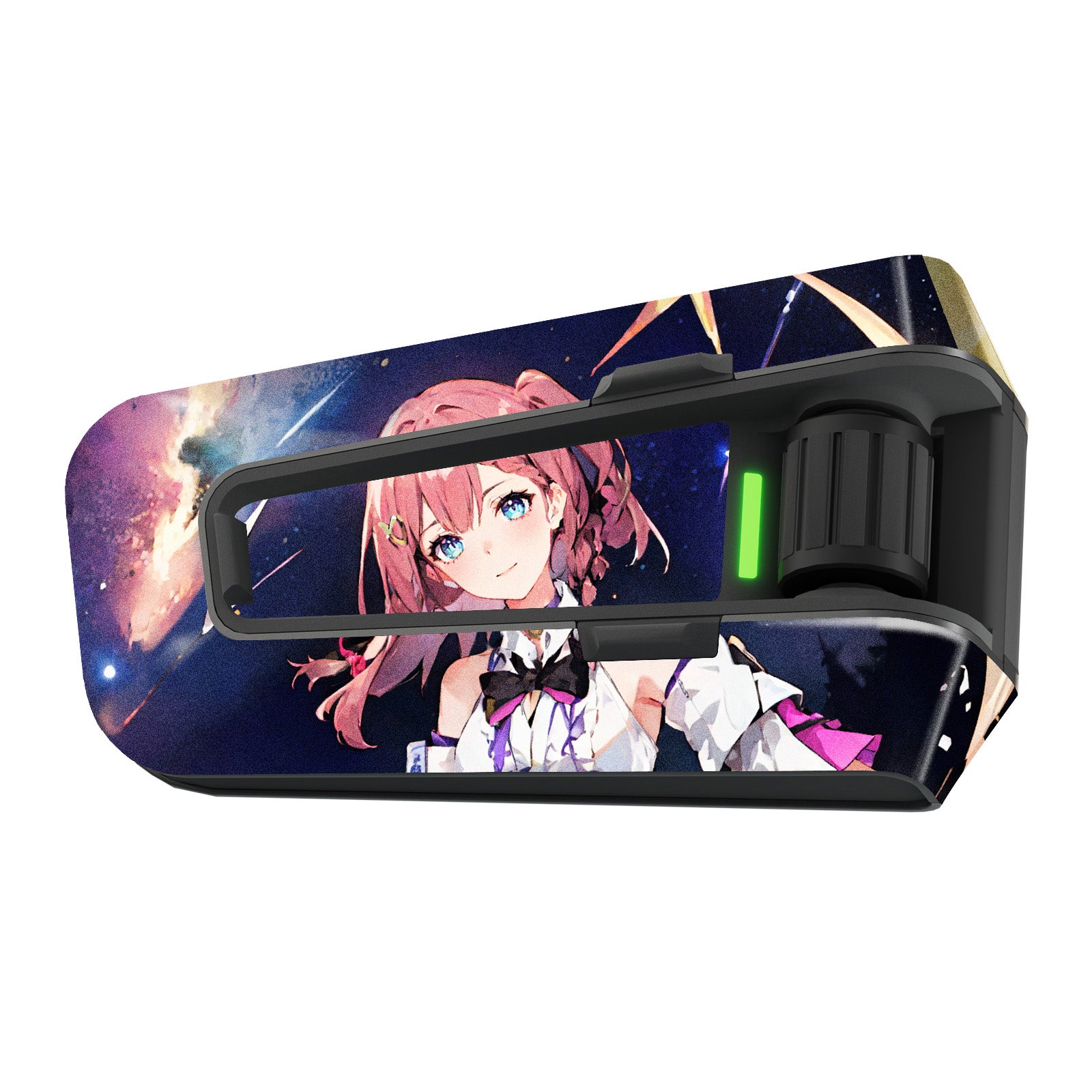 Matte vinyl decal wrap featuring anime girl design for Cardo Packtalk Edge by MC Motoparts, 1-piece sticker for customization.