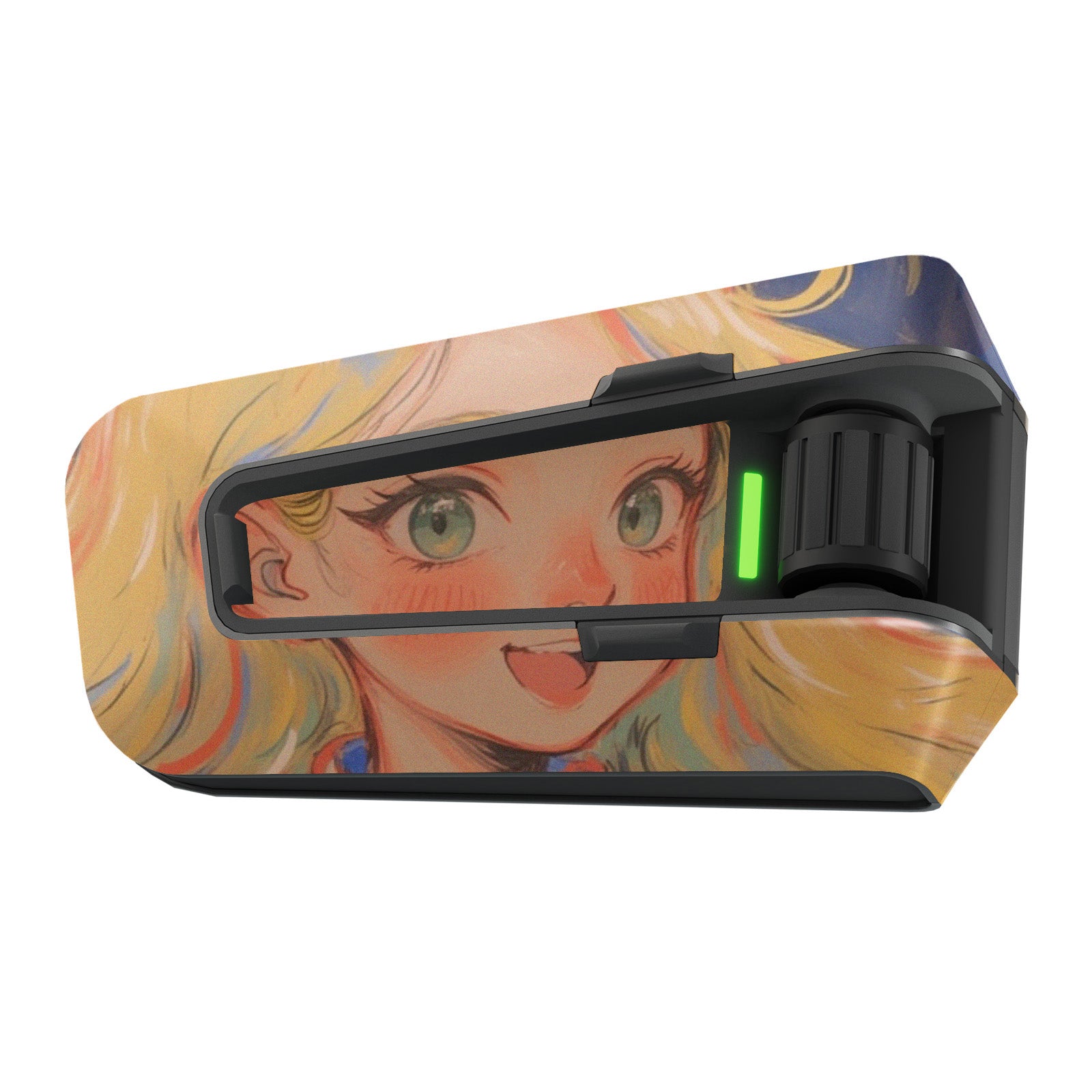 Matte vinyl decal wrap for Cardo Packtalk Edge featuring anime girl design, from MC Motoparts' Sticker series.