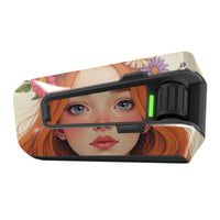 Anime girl vinyl decal wrap for Cardo Packtalk Edge, glossy or matte finish, MC Motoparts sticker, stylish protective skin.