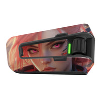 Matte vinyl decal wrap featuring anime girl design for Cardo Packtalk Edge by MC Motoparts, showcasing vibrant anime artwork.