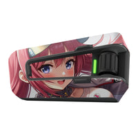 Matte vinyl decal wrap of anime girl for Cardo Packtalk Edge by MC Motoparts, featuring detailed anime design on sticker.