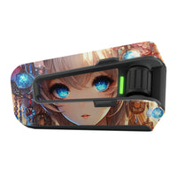 Matte anime girl vinyl decal wrap for Cardo Packtalk Edge by MC Motoparts, featuring a detailed anime character design.