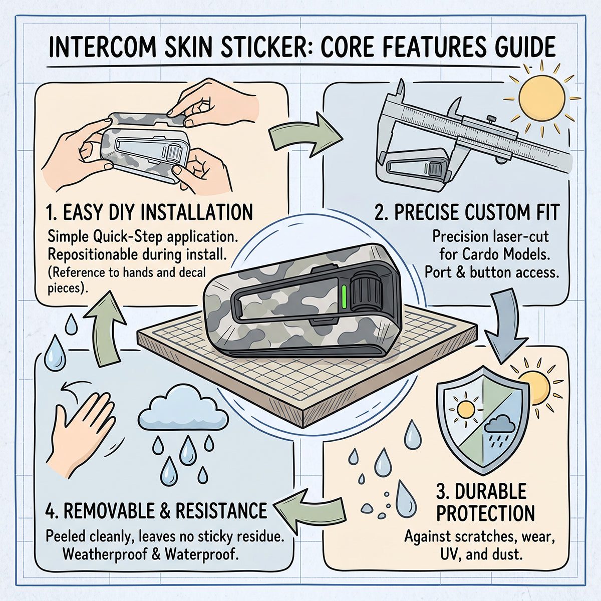 Custom Photo Skin Sticker for Cardo Packtalk Edge Motorcycle Intercom - Personalised Decal Wrap