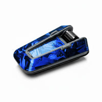 Glossy forged carbon fiber decal sticker for Cardo Packtalk Edge by MC Motoparts, featuring a sleek black design.