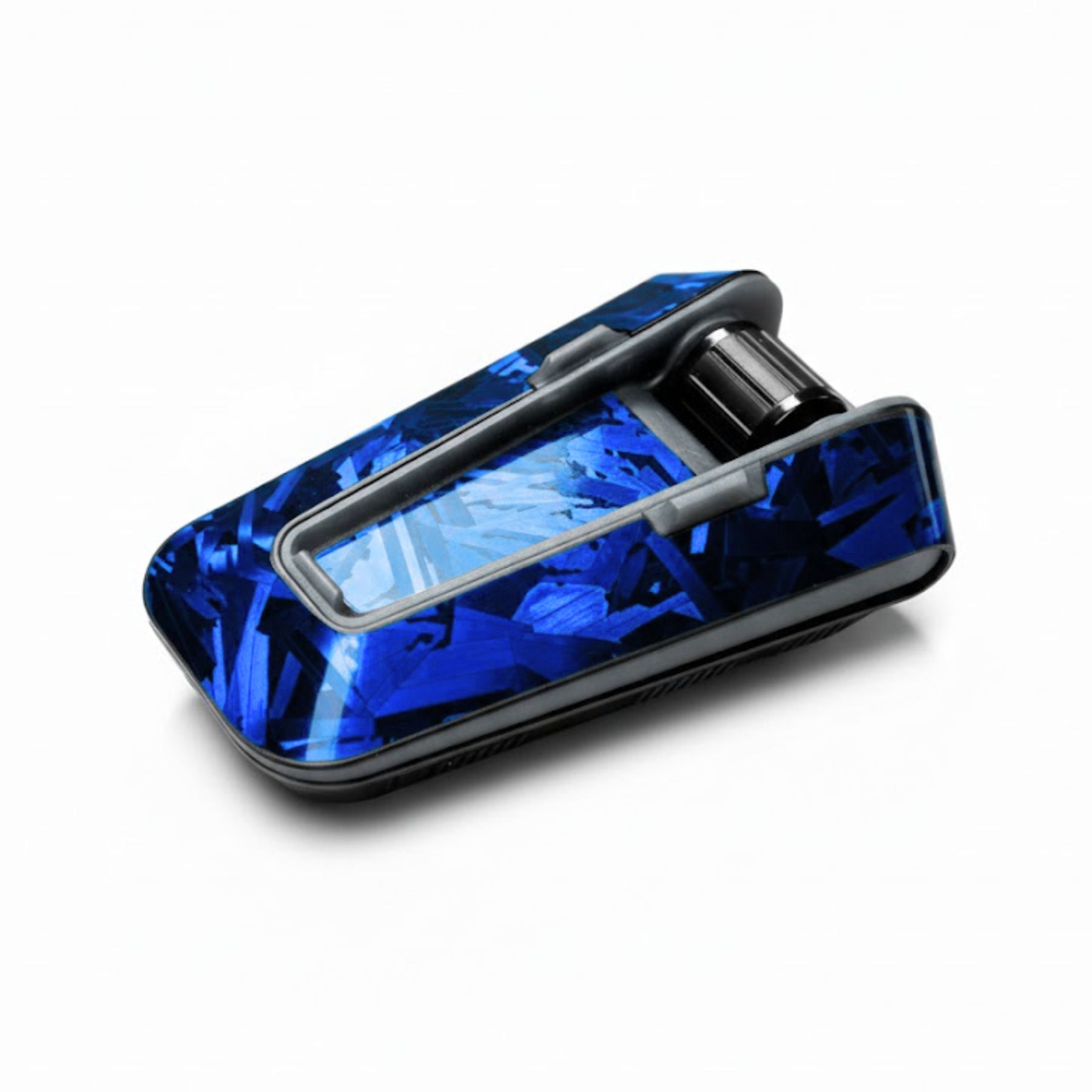 Glossy forged carbon fiber decal sticker for Cardo Packtalk Edge by MC Motoparts, featuring a sleek black design.