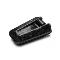 Forged carbon black matte decal sticker for Cardo Packtalk Edge by MC Motoparts, showcasing a sleek black matte design.