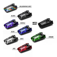 Glossy forged carbon fiber decal sticker for Cardo Packtalk Edge, designed by MC Motoparts, shown in the image.