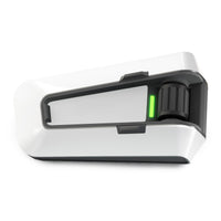 Glossy white vinyl decal wrap for Cardo Packtalk Edge, solid color series sticker by MC Motoparts, designed for customization.