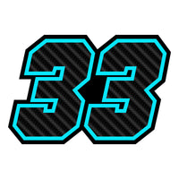 Personalize Custom MX Dirt Bike Motorcycle Racing Number Stickers - Carbon Fiber Style