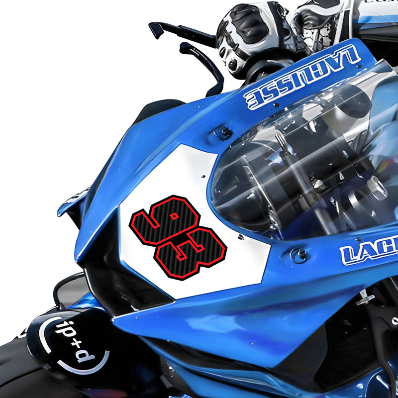 Personalize Custom MX Dirt Bike Motorcycle Racing Number Stickers - Carbon Fiber Style