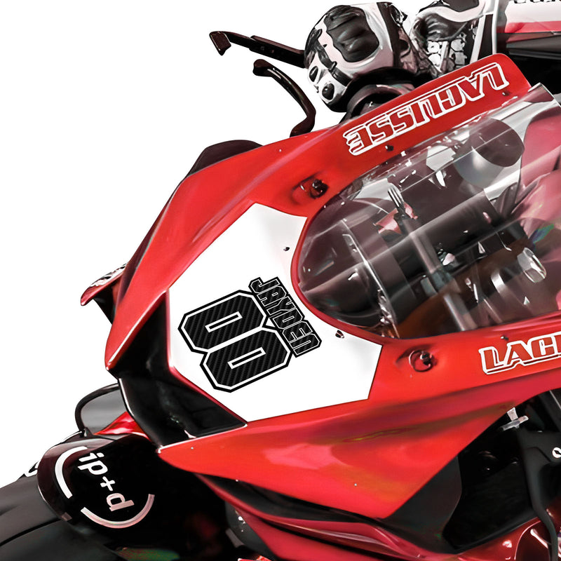 Personalize Custom MX Dirt Bike Motorcycle Racing Number Name Stickers - Carbon Fiber Style