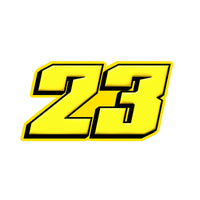 Set of three black custom racing number stickers for dirt bikes and motorcycles, featuring T23 solid color style vinyl decals.