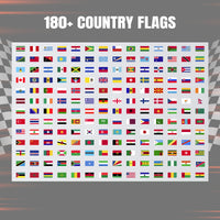 Custom racing number stickers with name and flag, vinyl decals for dirt bikes, motocross, and motorcycles by MC Motoparts.