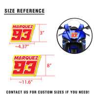 Three black custom racing number stickers with names on white vinyl decals for dirt bikes, motocross, and motorcycles.