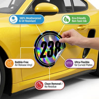 Custom Holographic Racing Number Stickers for Cars (Set of 2) - RCC001