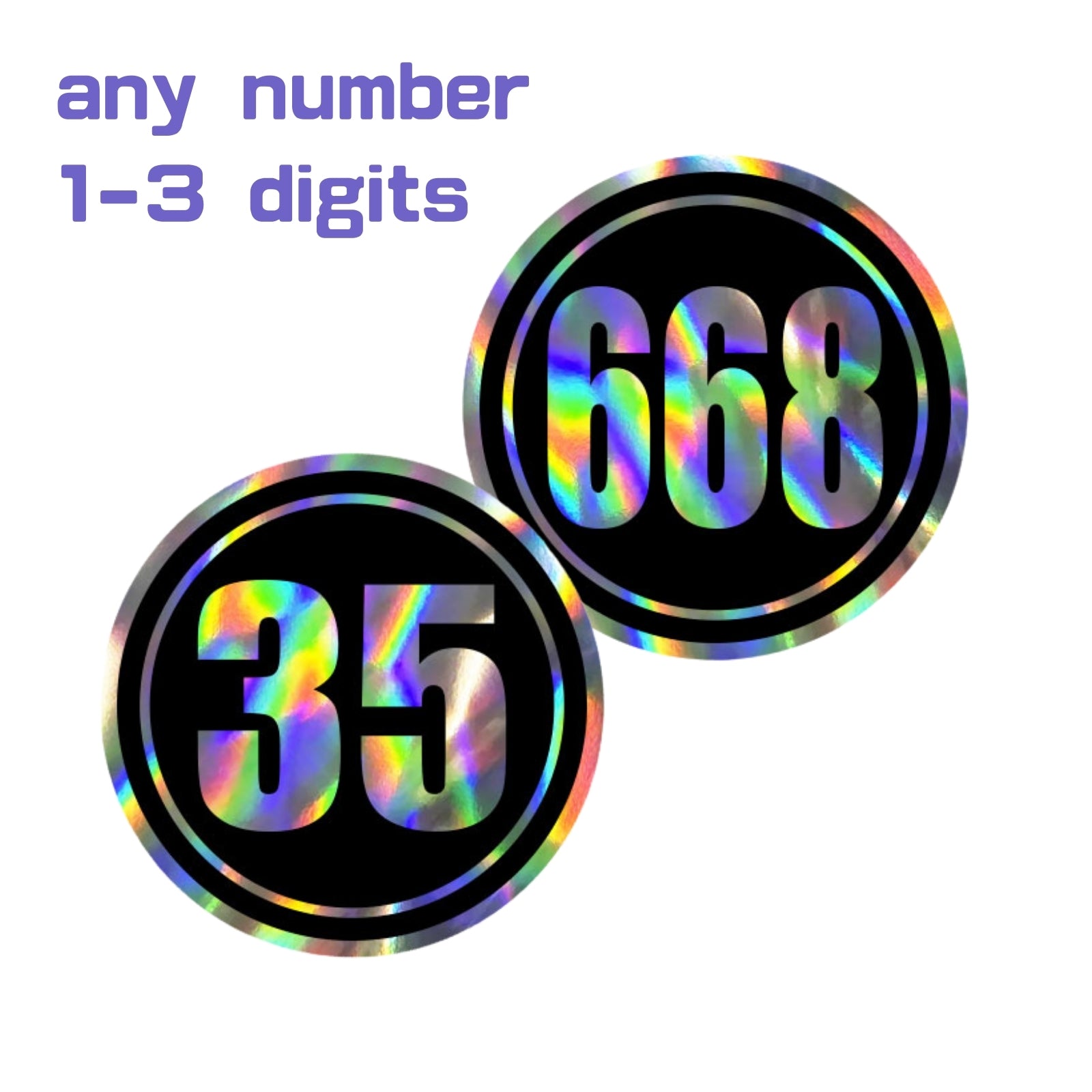 Custom Holographic Racing Number Stickers for Cars (Set of 2) - RCC002