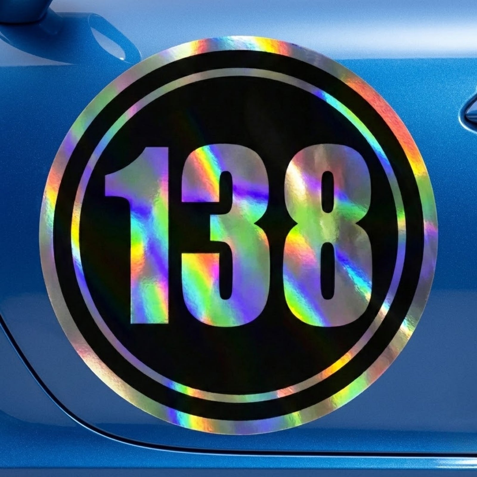 Custom Holographic Racing Number Stickers for Cars (Set of 2) - RCC002