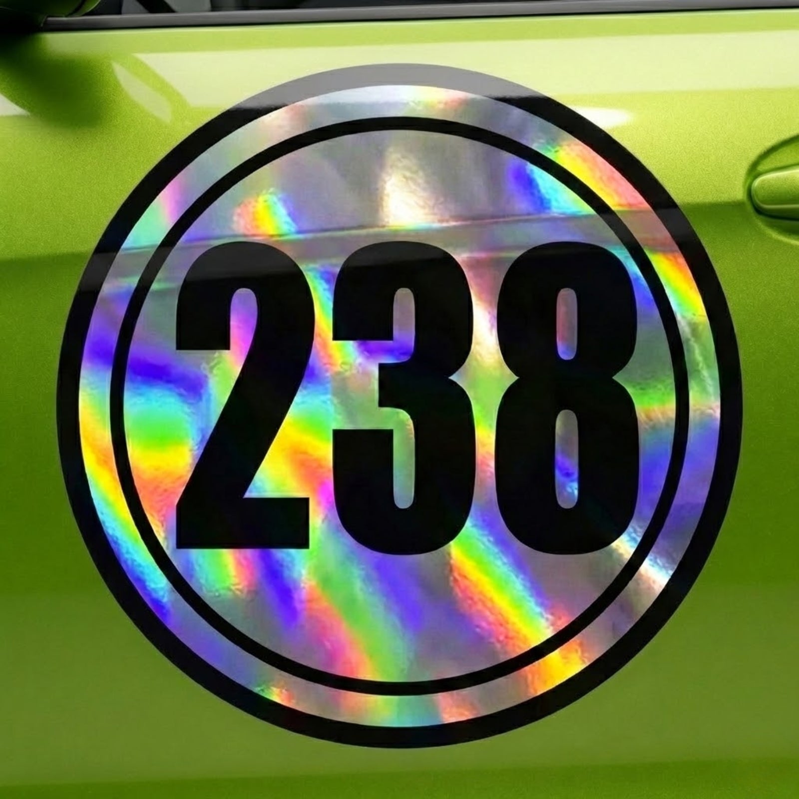 Custom Holographic Racing Number Stickers for Cars (Set of 2) - RCC003