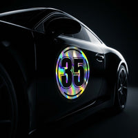 Custom Holographic Racing Number Stickers for Cars (Set of 2) - RCC004