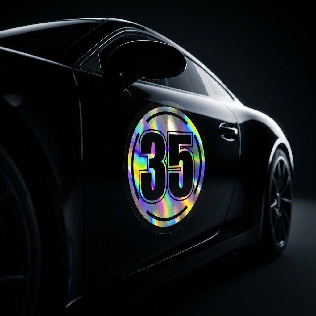 Custom Holographic Racing Number Stickers for Cars (Set of 2) - RCC004