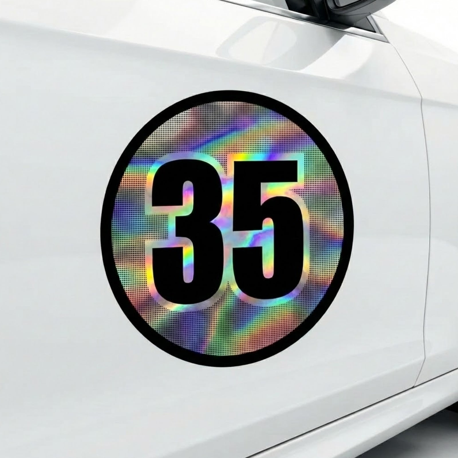 Custom Holographic Racing Number Stickers for Cars (Set of 2) - RCC005