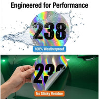 Custom Holographic Racing Number Stickers for Cars (Set of 2) - RCC006
