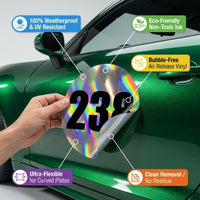 Custom Holographic Racing Number Stickers for Cars (Set of 2) - RCC006