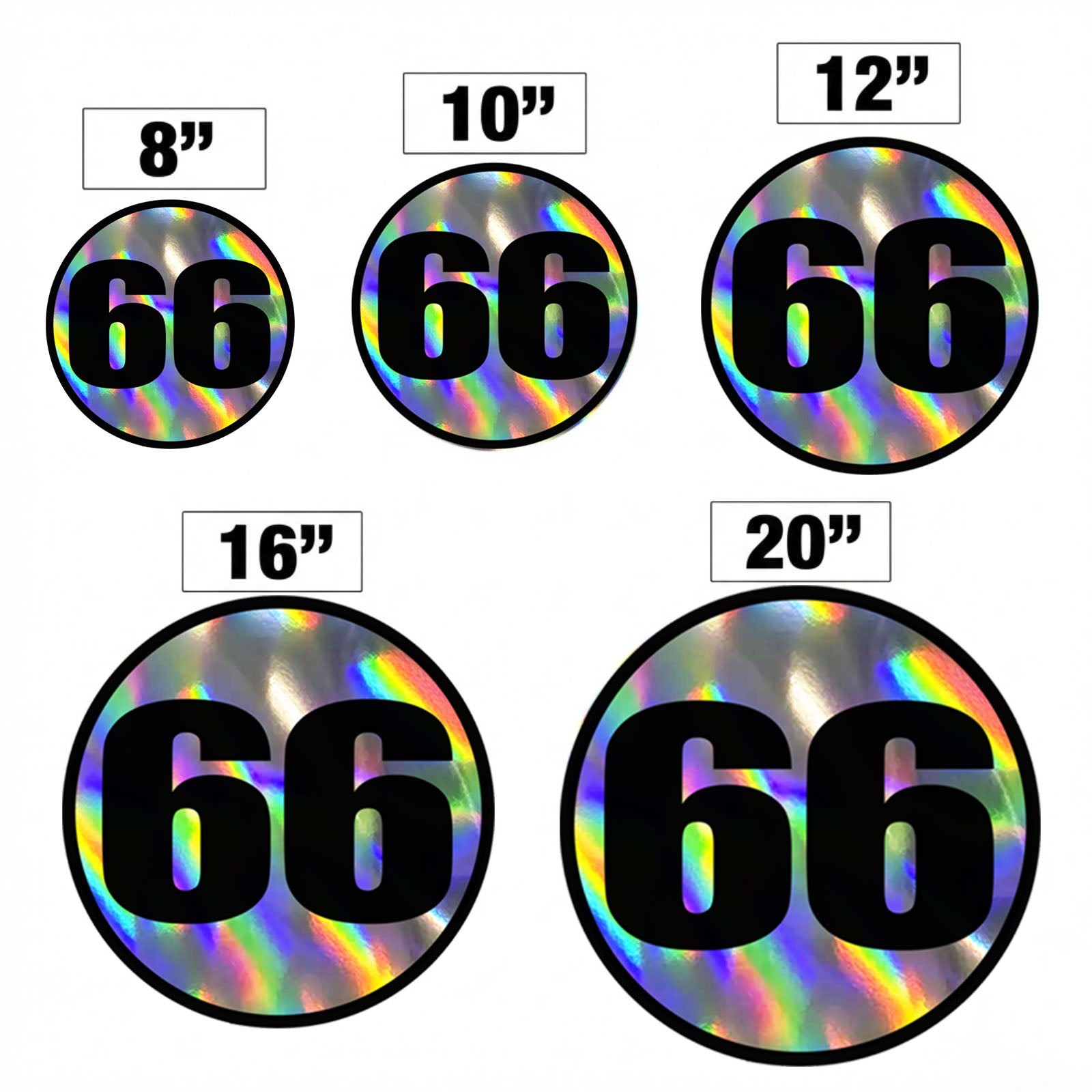 Custom Holographic Racing Number Stickers for Cars (Set of 2) - RCC006B