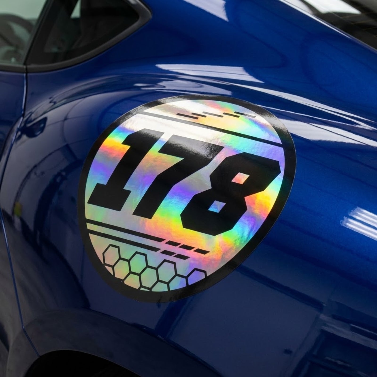 Custom Holographic Racing Number Stickers for Cars (Set of 2) - RCC009