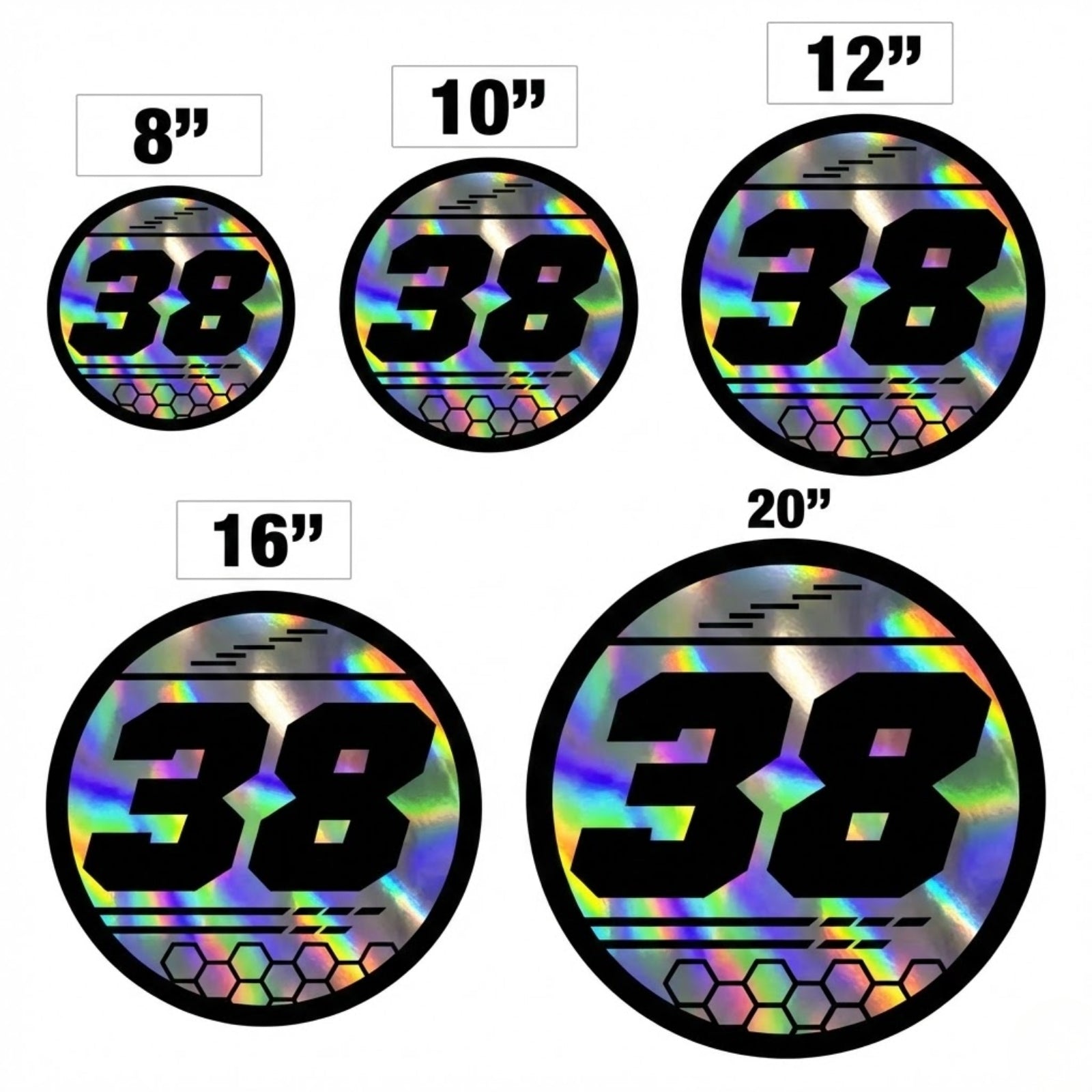 Custom Holographic Racing Number Stickers for Cars (Set of 2) - RCC009